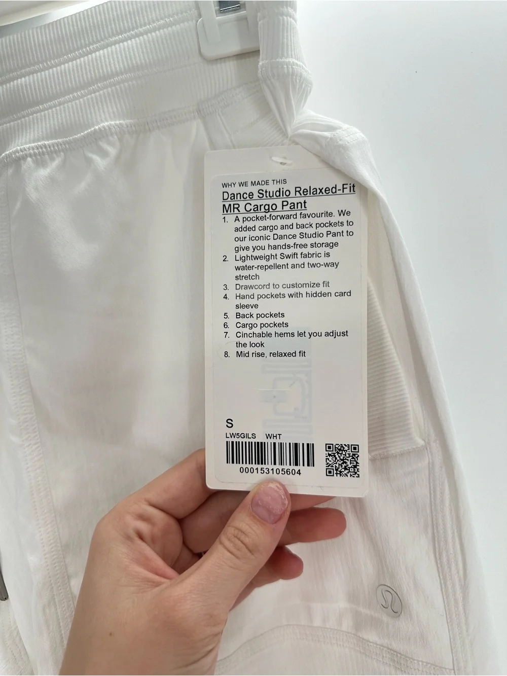 NWT Lululemon Dance Studio Relaxed-Fit Mid-Rise Cargo Pant White Size Small